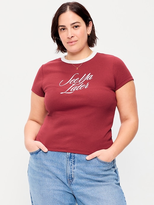 Image number 8 showing, Snug Ribbed Crop T-Shirt