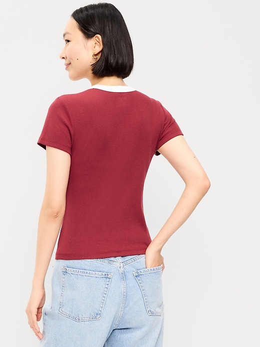 Image number 2 showing, Snug Ribbed Crop T-Shirt