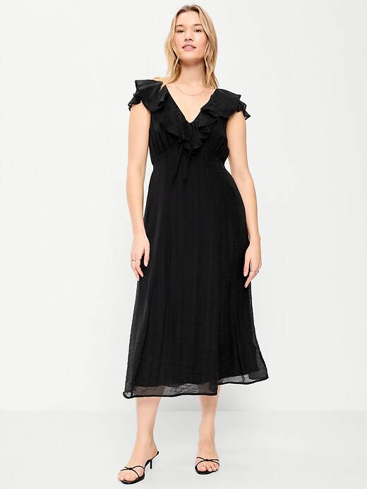 Image number 6 showing, Ruffle-Sleeve Fit & Flare Midi Dress