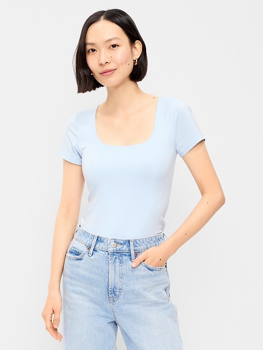 Image number 1 showing, Hug Double-Layer Scoop-Neck Top