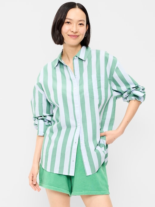Image number 1 showing, Oversized Button-Down Boyfriend Shirt