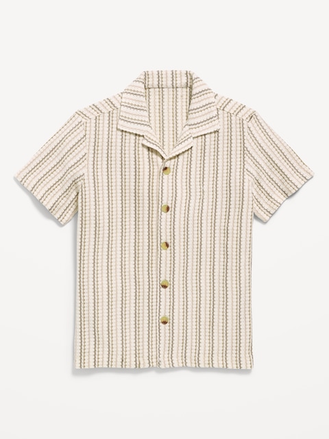 Oversized Short-Sleeve Sweater-Knit Shirt for Boys