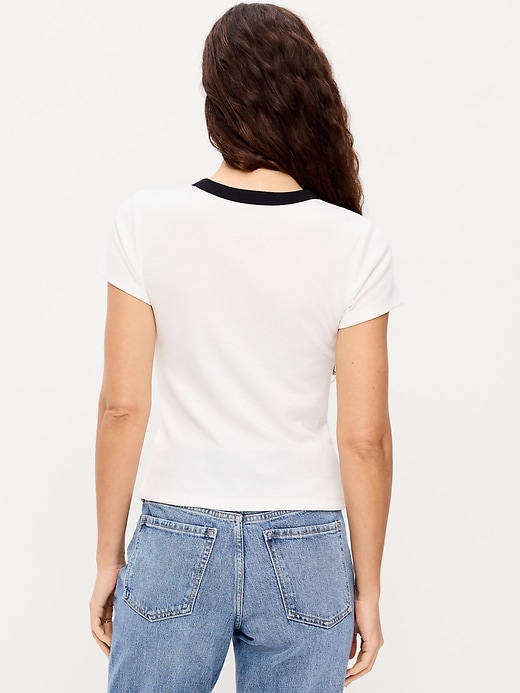 Image number 2 showing, Snug Ribbed Crop T-Shirt