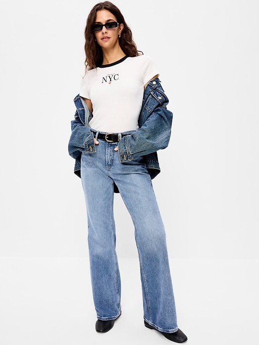 Image number 3 showing, Snug Ribbed Crop T-Shirt