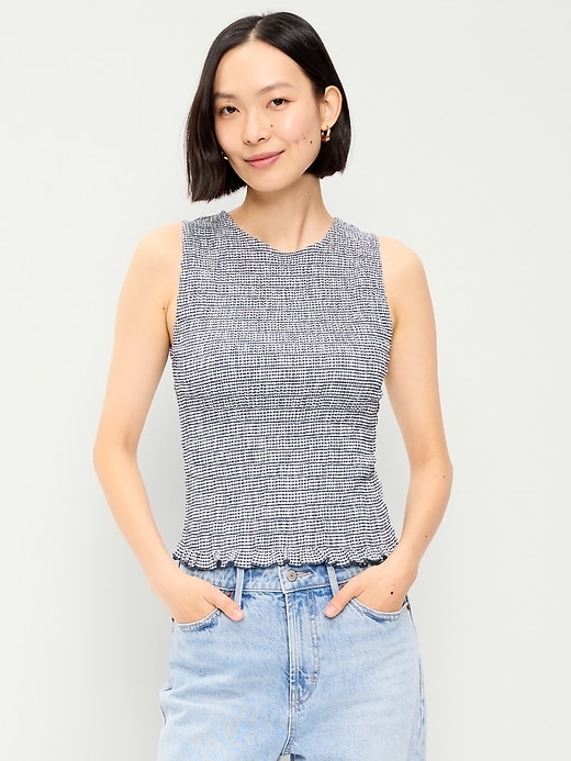 Image number 1 showing, Sleeveless Smocked Tank Top