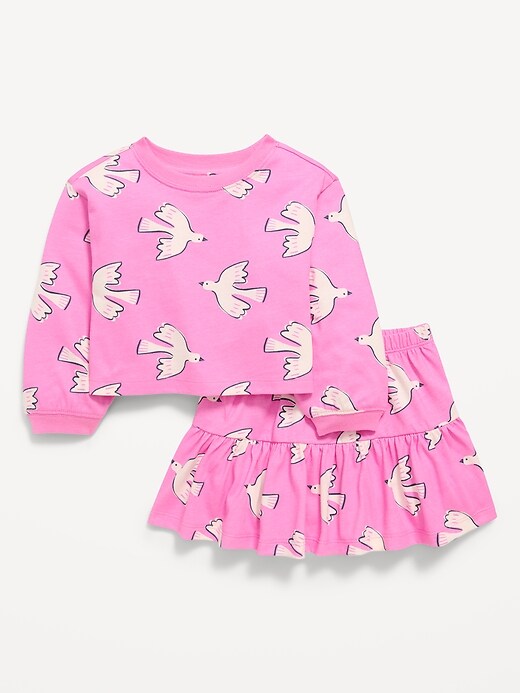 Image number 1 showing, Printed Long-Sleeve Top and Skirt Set for Toddler Girls