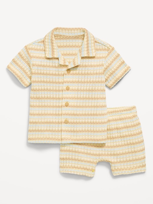 Image number 1 showing, Short-Sleeve Textured Sweater-Knit Shirt and Shorts Set for Baby