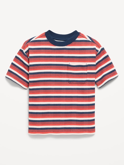 Image number 1 showing, Oversized Short-Sleeve Waffle-Knit T-Shirt for Toddler Boys
