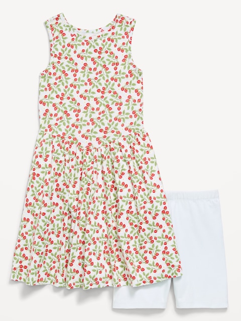 ENSEMBLE ROBE AJUSTÉE ET ÉVASÉE SANS MANCHES AVEC CUISSARD POUR FILLE