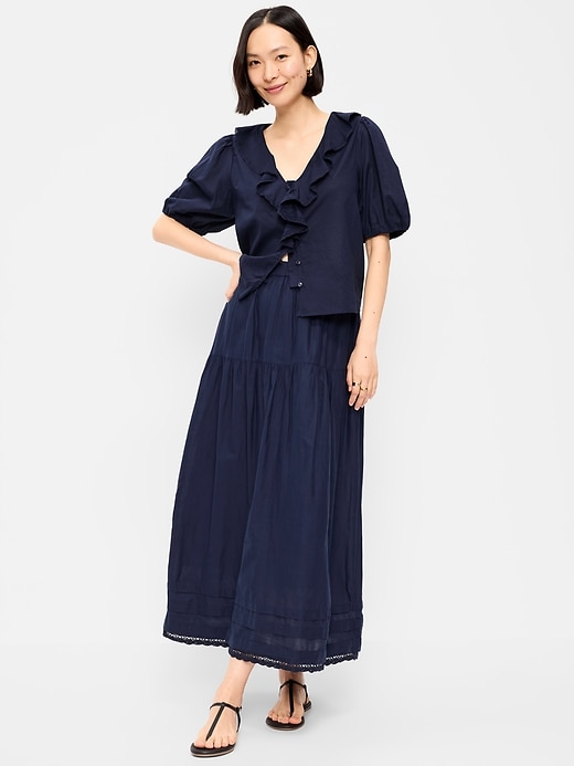 Image number 1 showing, Lace-Trim Maxi Skirt