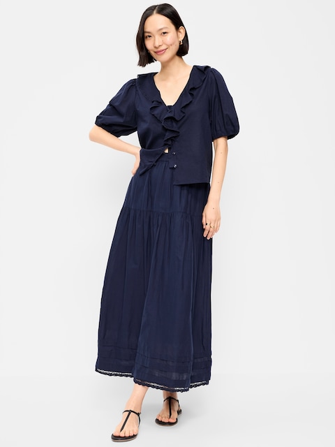 Lace-Trim Maxi Skirt