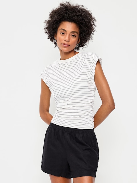 Cap-Sleeve Side-Cinch Top