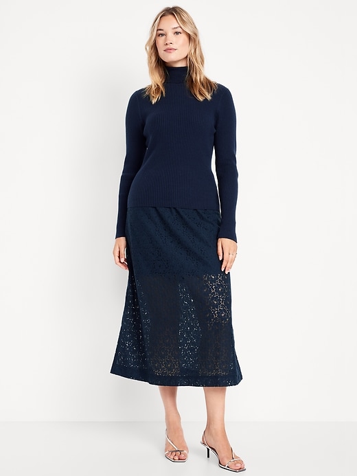 Image number 1 showing, High-Waisted Lace Midi Skirt