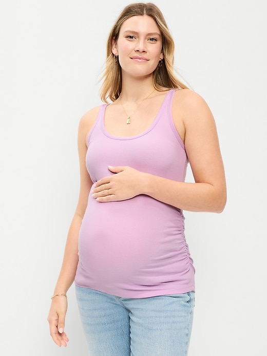 Image number 1 showing, Maternity Scoop-Neck Ribbed Tank Top