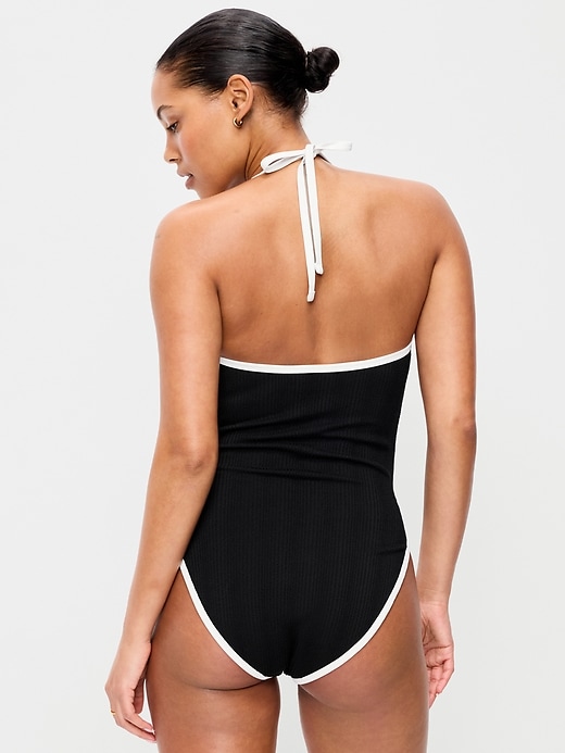 Image number 2 showing, V-Neck Halter Swimsuit