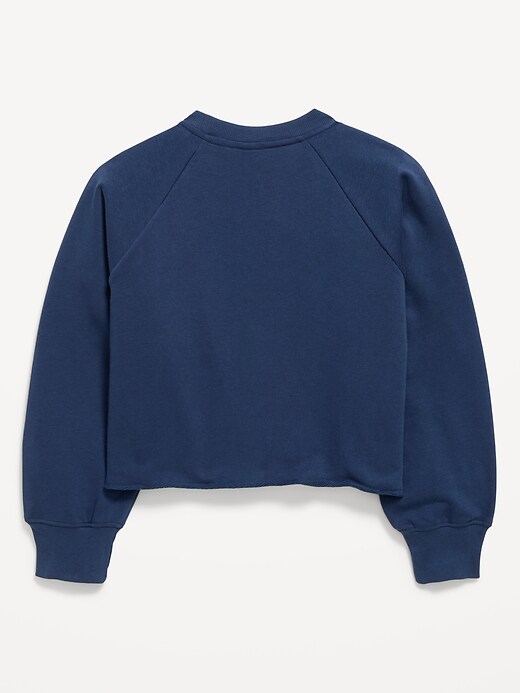 Image number 3 showing, Lace-Trim French Terry Cropped Sweatshirt for Girls