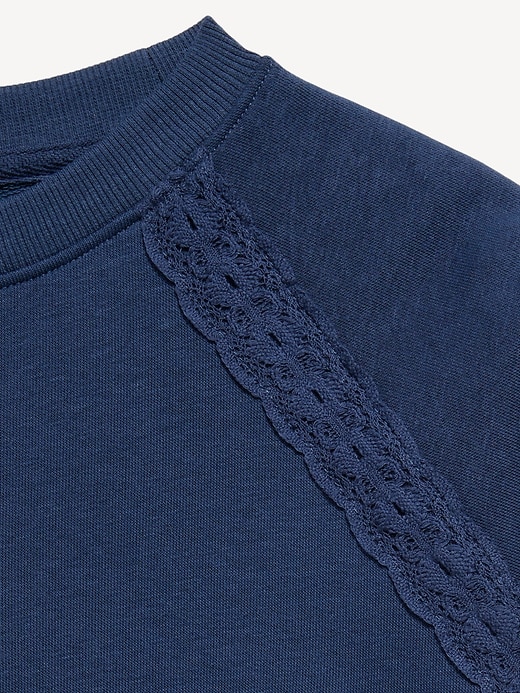 Image number 4 showing, Lace-Trim French Terry Cropped Sweatshirt for Girls