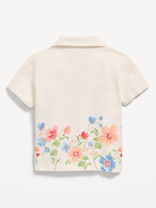 L'image numéro 3 présente Chemise à manches courtes en mélange de lin à motifs pour bébé