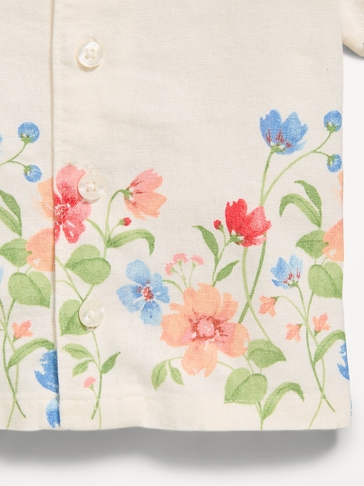 L'image numéro 4 présente Chemise à manches courtes en mélange de lin à motifs pour bébé