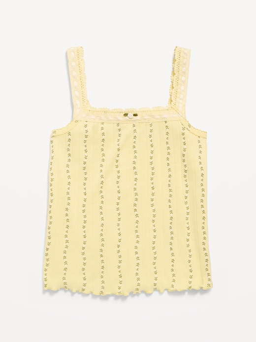 Image number 1 showing, Fitted Lace-Trim Pointelle Tank Top for Girls