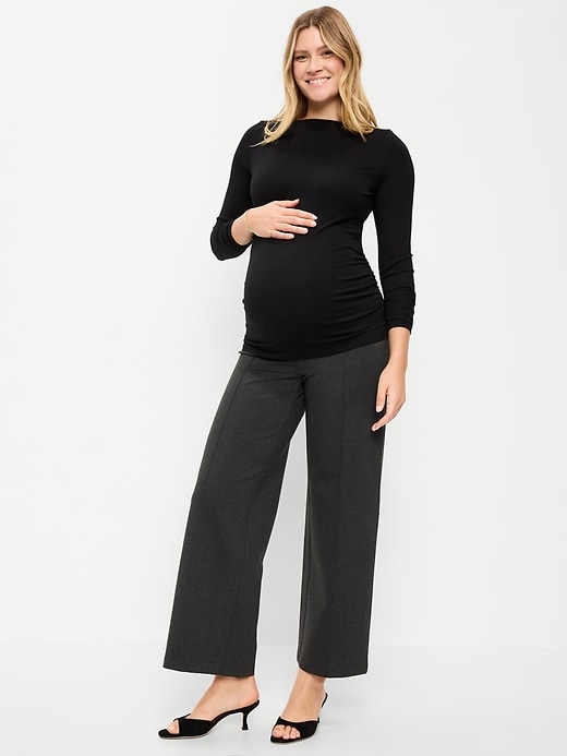 Image number 1 showing, Maternity Rollover-Waist Stevie Wide-Leg Pants