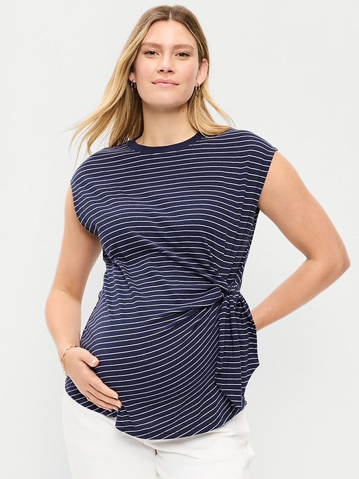 Image number 1 showing, Maternity Side-Tie Jersey Top
