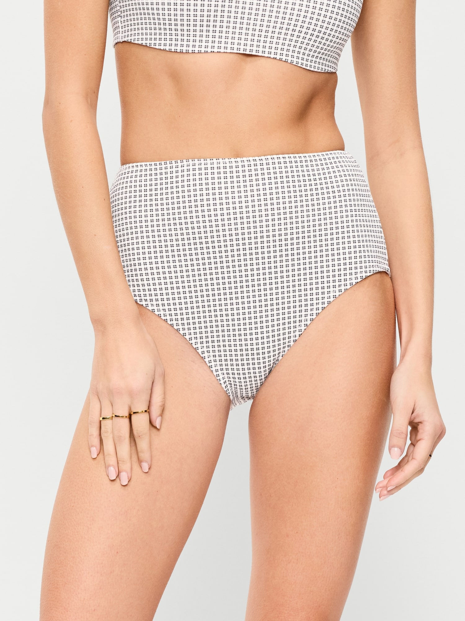 High-Waisted Pique Bikini Swim Bottoms