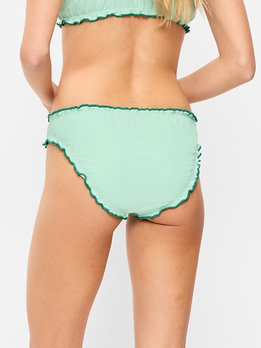 Image number 2 showing, Mid-Rise Ruffle Trim Swim Bottoms