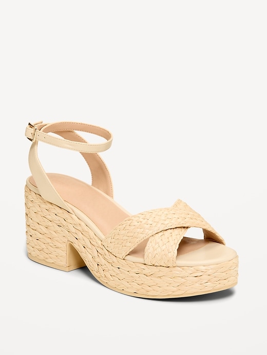 Image number 1 showing, Raffia Platform Sandals for Women