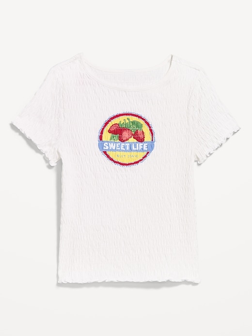 Image number 5 showing, Slit-Neck Smocked Graphic Top