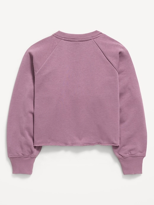 Image number 3 showing, Lace-Trim French Terry Cropped Sweatshirt for Girls