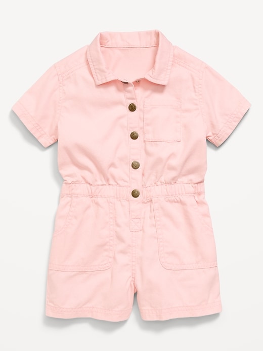 Image number 1 showing, Short-Sleeve Utility Romper for Toddler Girls