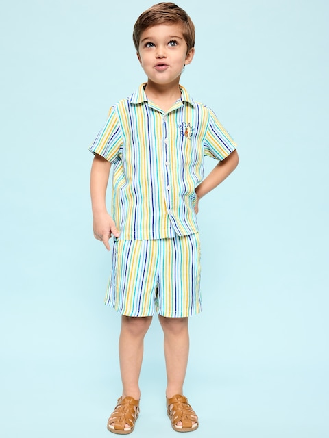 ENSEMBLE DE CHEMISE ET SHORT BRODÉS TEXTURÉS POUR TOUT-PETIT - Arc-En
