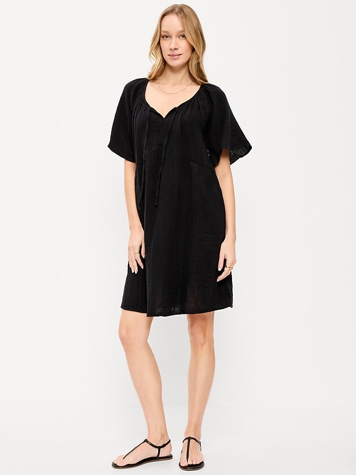 Image number 1 showing, Flutter-Sleeve Mini Swing Dress