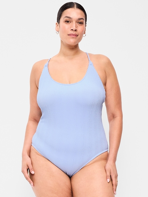 Image number 7 showing, Ribbed Braided-Strap One-Piece Swimsuit