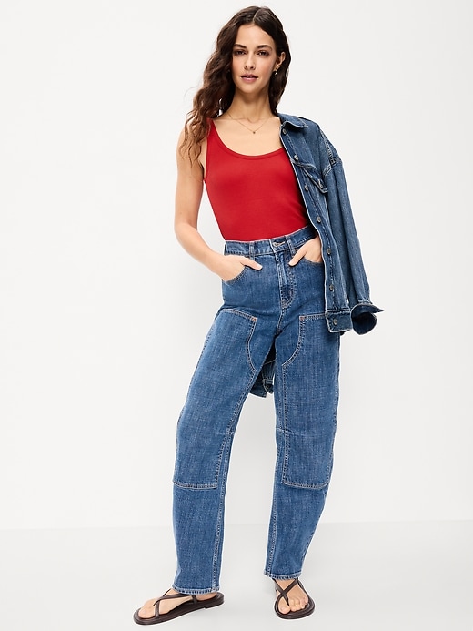 L'image numéro 3 présente Camisole Première couche côtelée à encolure dégagée