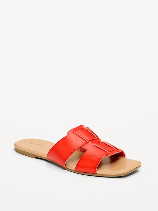 Image number 1 showing, Faux-Leather Slide Sandals