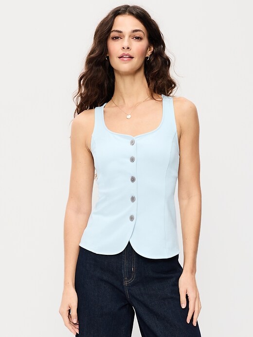 Image number 1 showing, Sleeveless Button-Down Top