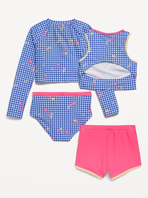 Image number 2 showing, Zip Rashguard Swim 4-Piece for Girls