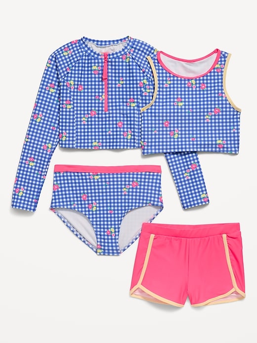 Image number 1 showing, Zip Rashguard Swim 4-Piece for Girls