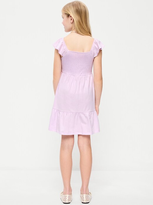 L'image numéro 2 présente Robe à smocks ajustée et évasée pour fille