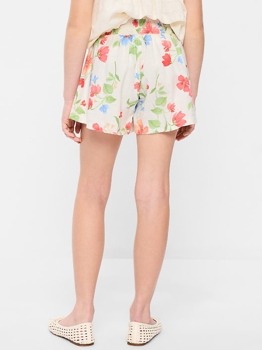Image number 2 showing, Printed Smocked-Waist Linen-Blend Shorts for Girls