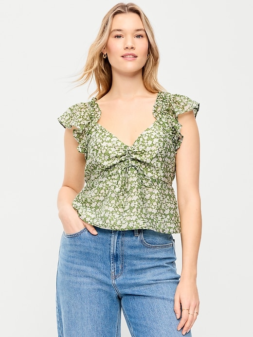 Image number 5 showing, Flutter-Sleeve Fit & Flare Top