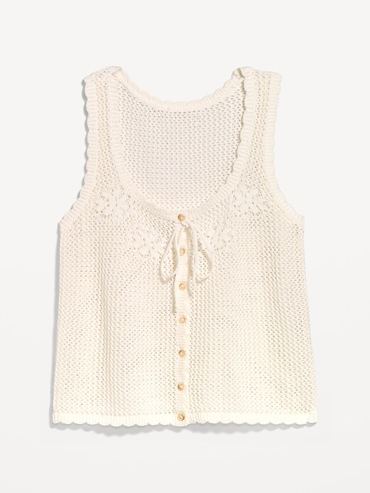 Image number 4 showing, Sleeveless Seaside Cotton Crochet Tank Top