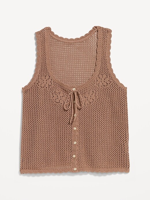 Image number 4 showing, Sleeveless Seaside Cotton Crochet Tank Top