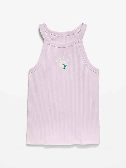 Image number 1 showing, Fitted Ribbed Logo-Graphic Halter Tank Top for Toddler Girls