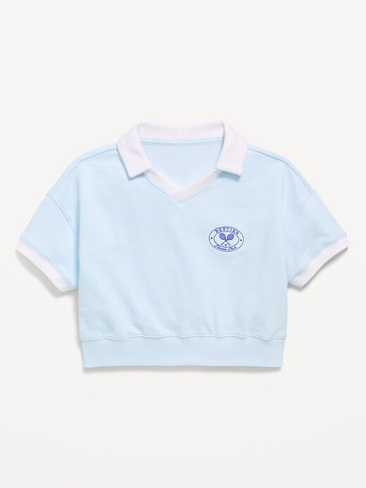 Image number 2 showing, Short-Sleeve Cropped Retro Terry Polo for Girls