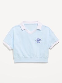 Image number 2 showing, Short-Sleeve Cropped Retro Terry Polo for Girls