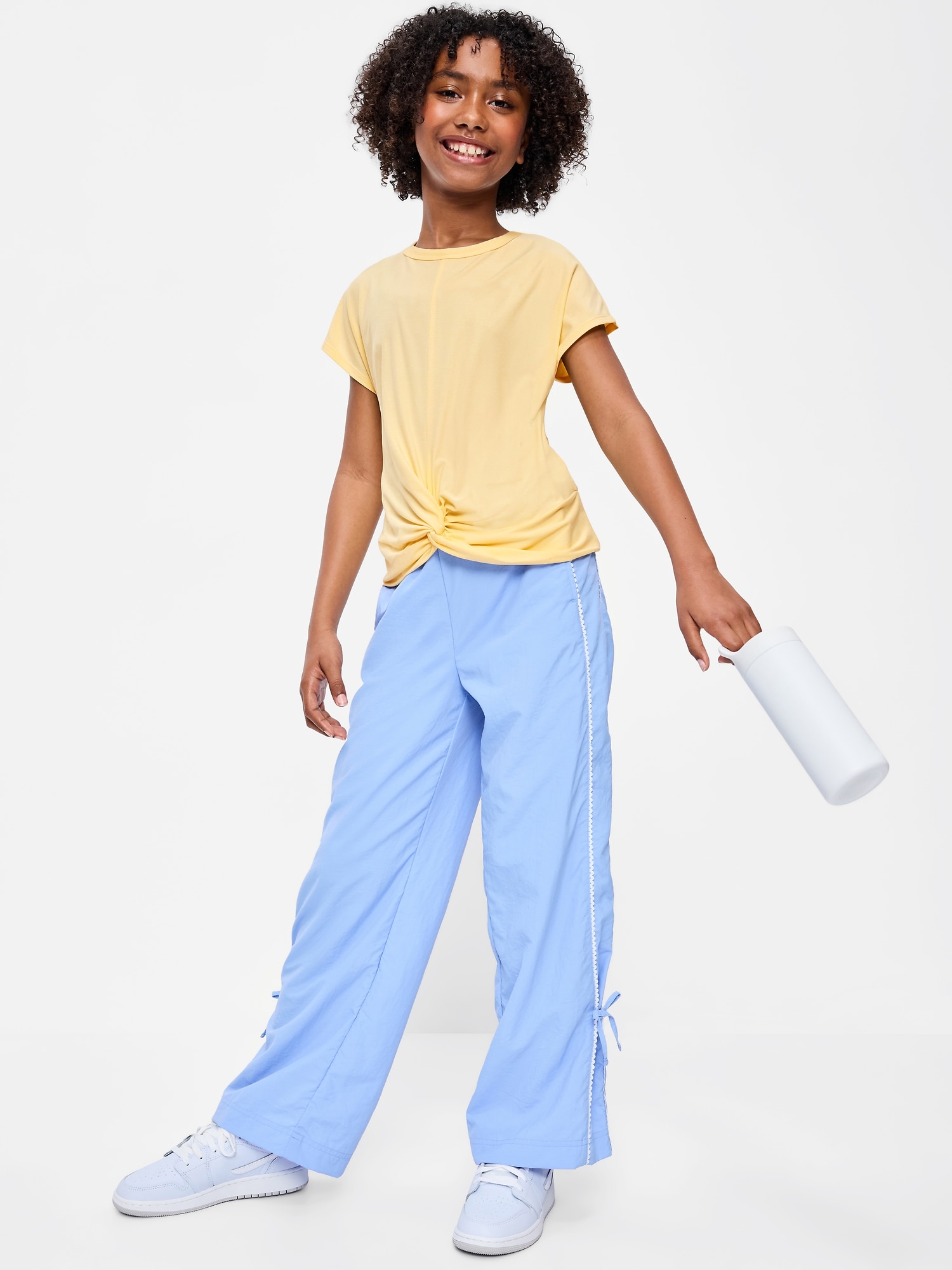 CloudMotion Short-Sleeve Front-Knot T-Shirt for Girls