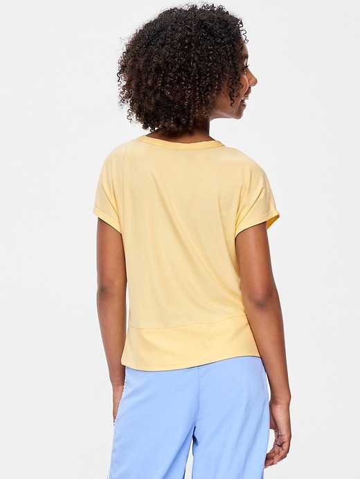 Image number 2 showing, CloudMotion Short-Sleeve Front-Knot T-Shirt for Girls